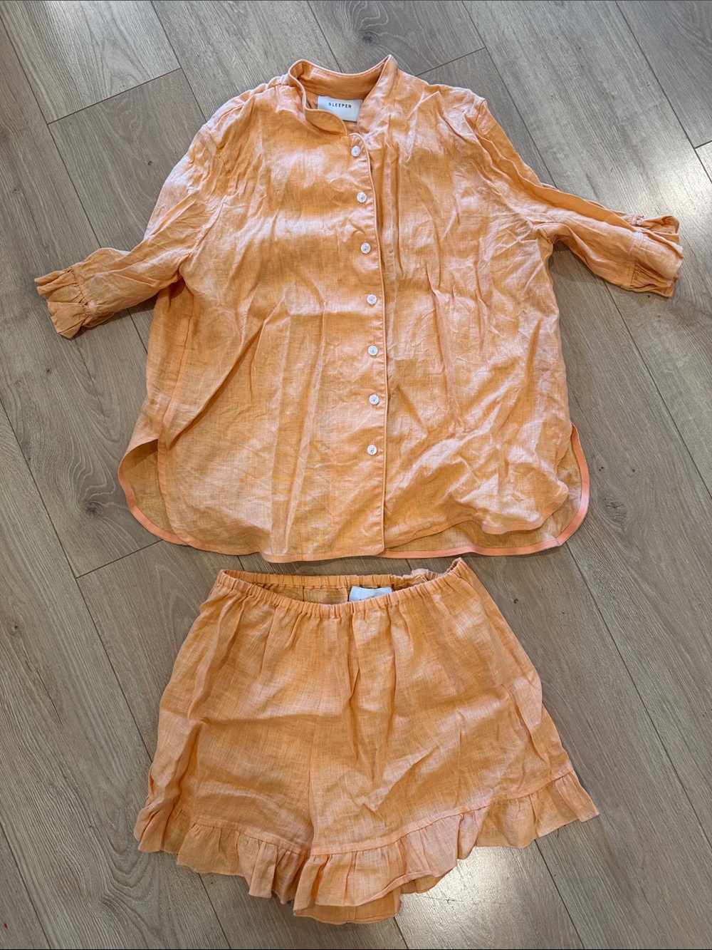 Sleeper Orange Linen Shorts